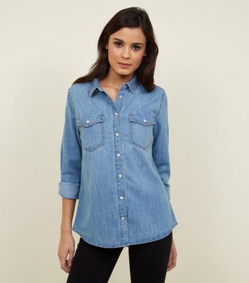 Blue Pocket Front Denim Shirt | New Look