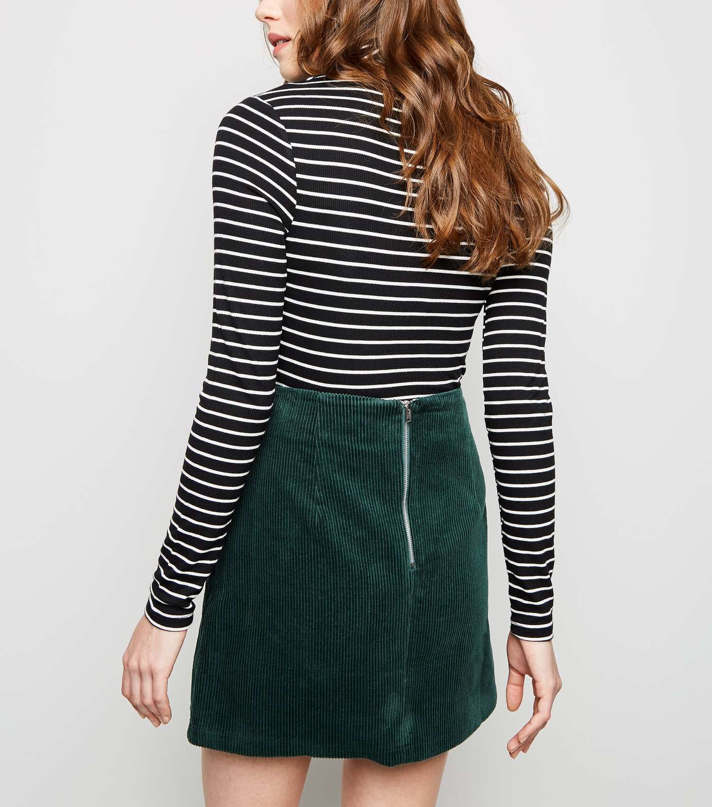 Dark Green Welt Pocket Corduroy Skirt  Image 3