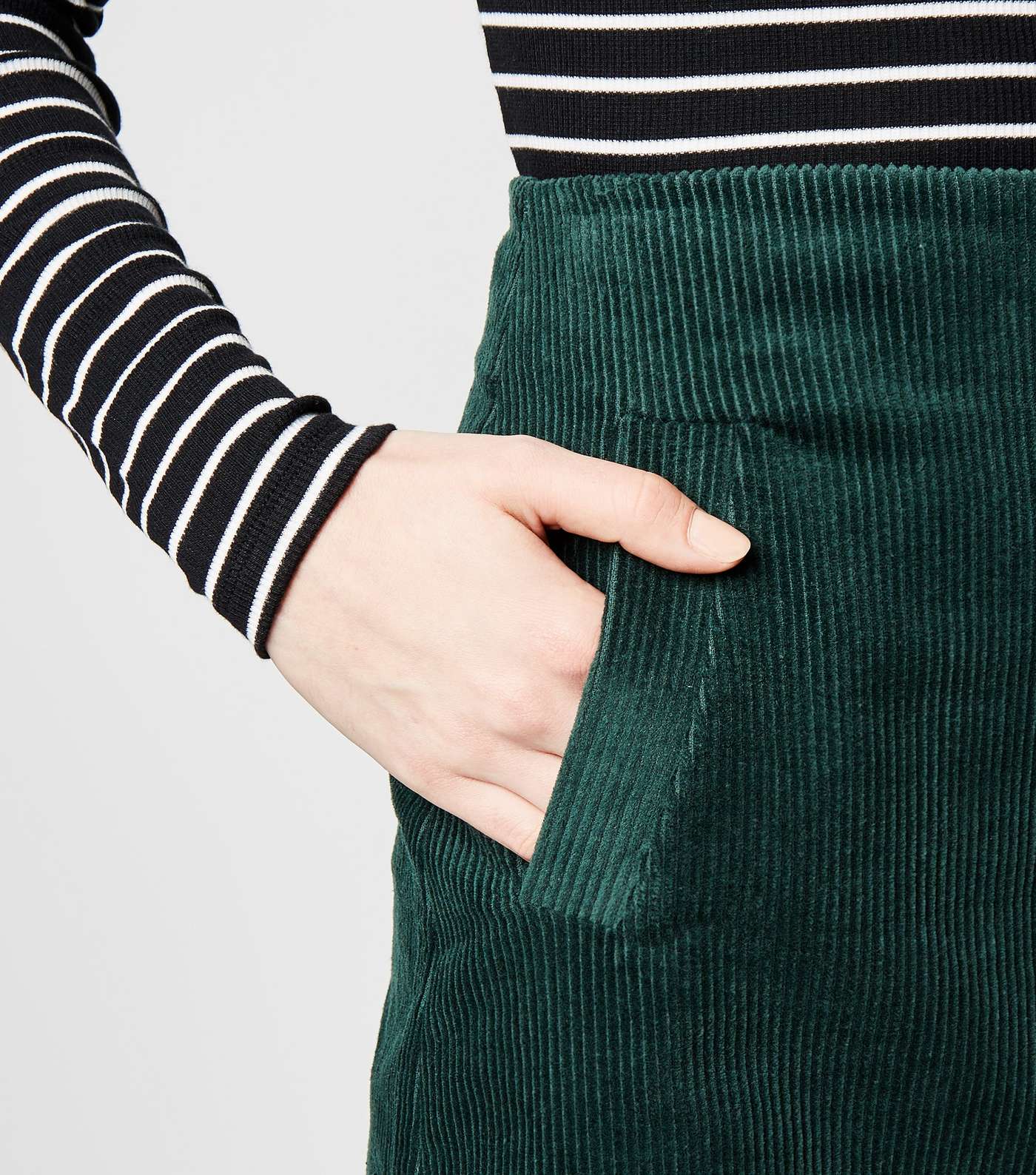 Dark Green Welt Pocket Corduroy Skirt  Image 5
