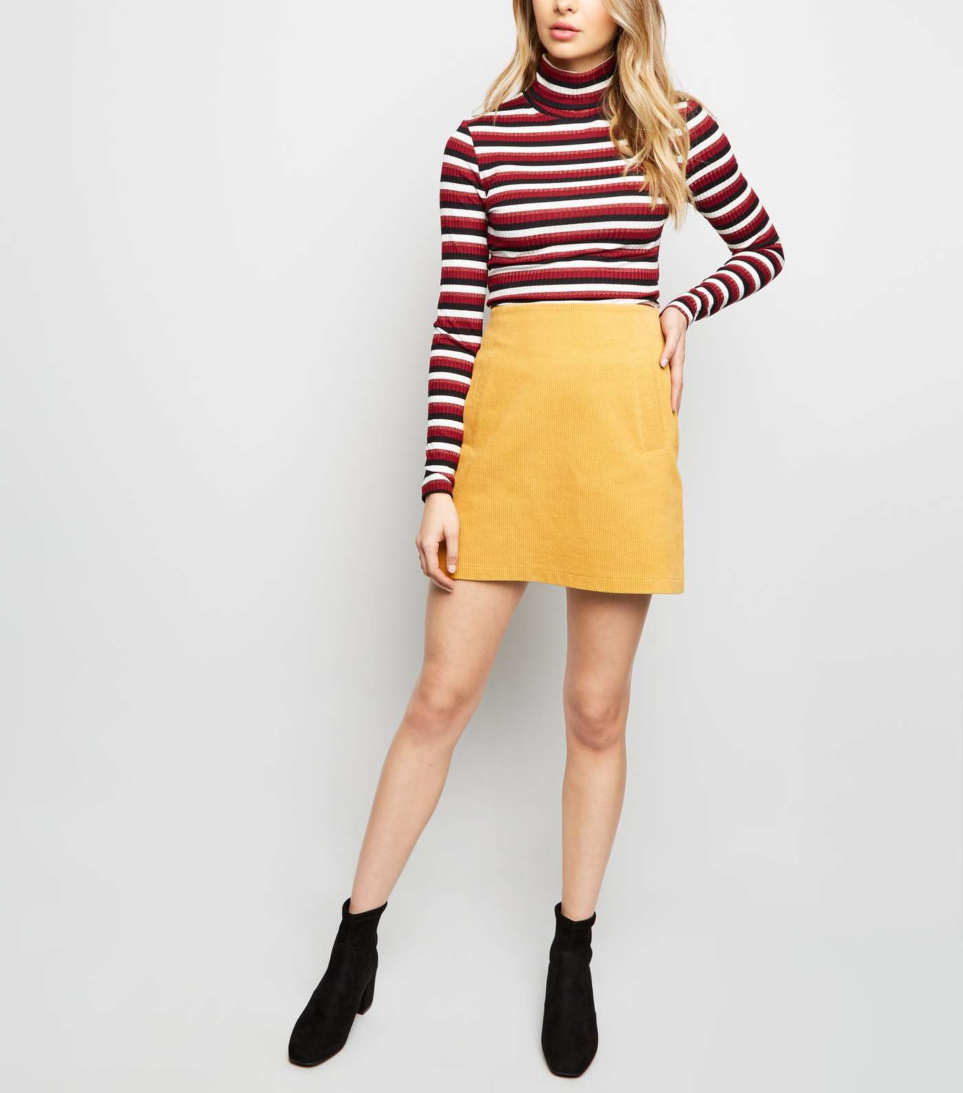 Yellow Welt Pocket Corduroy Skirt  Image 2