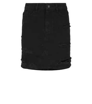 New look black on sale ripped denim skirt