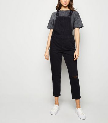 black ripped dungarees womens