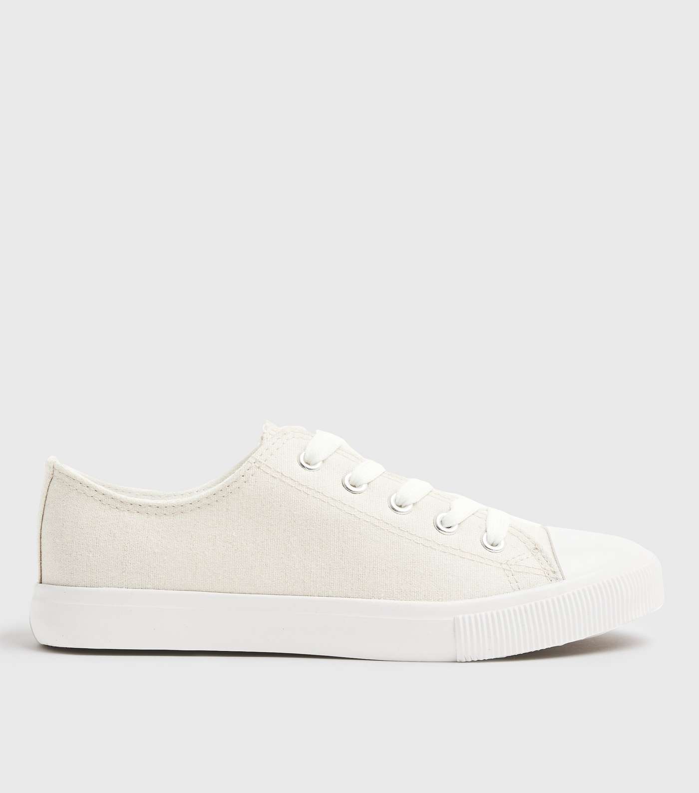 Off White Canvas Lace Up Trainers 
