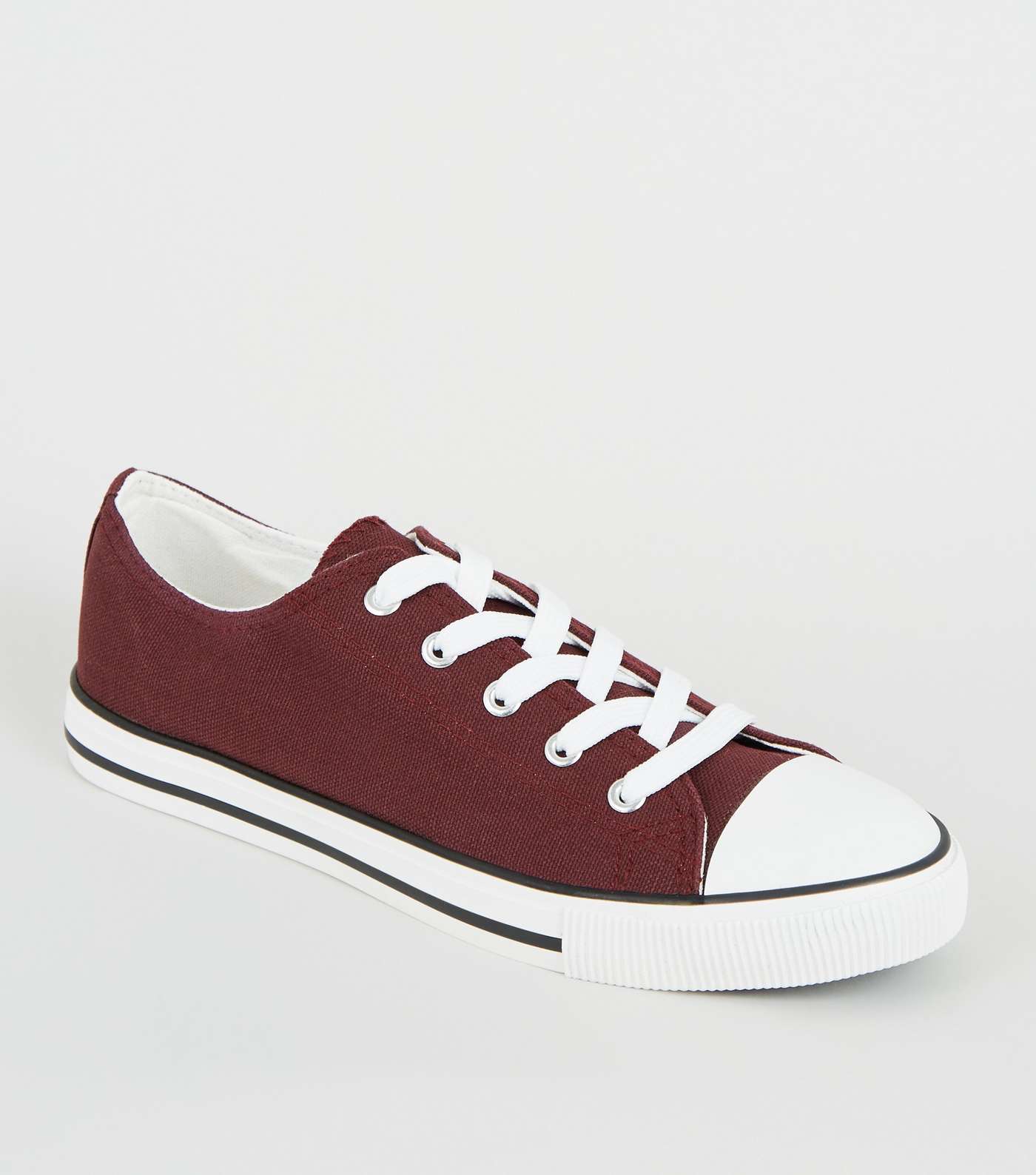 Burgundy Canvas Lace Up Trainers 