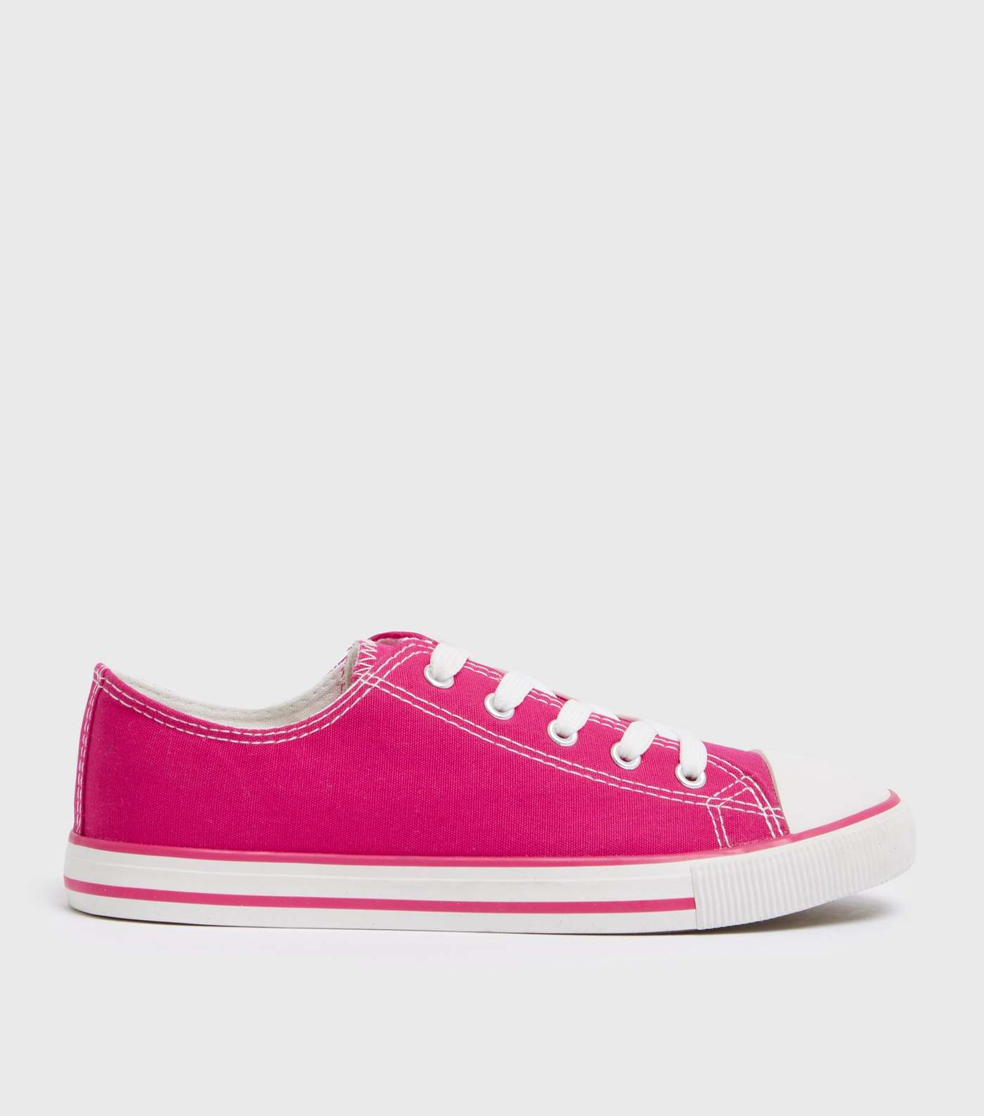Bright Pink Canvas Lace Up Trainers 