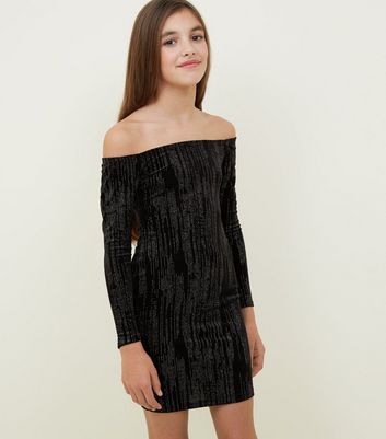 new look black bardot dress