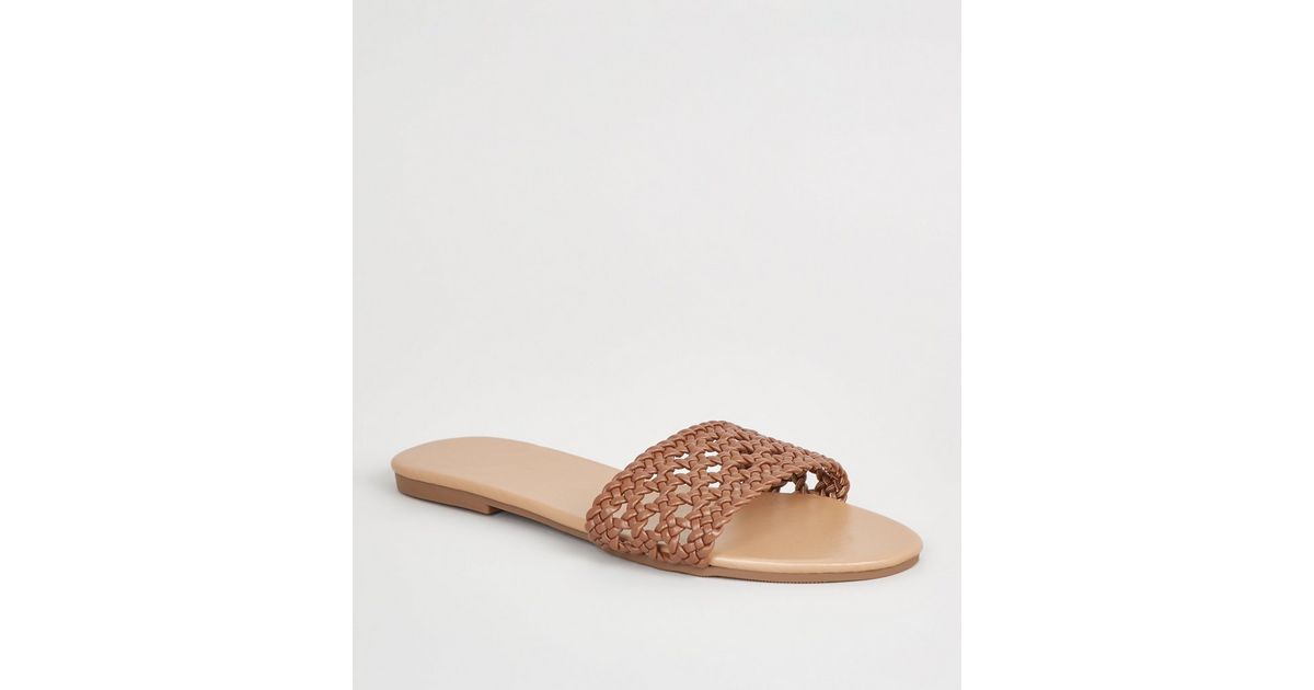 new look tan sliders