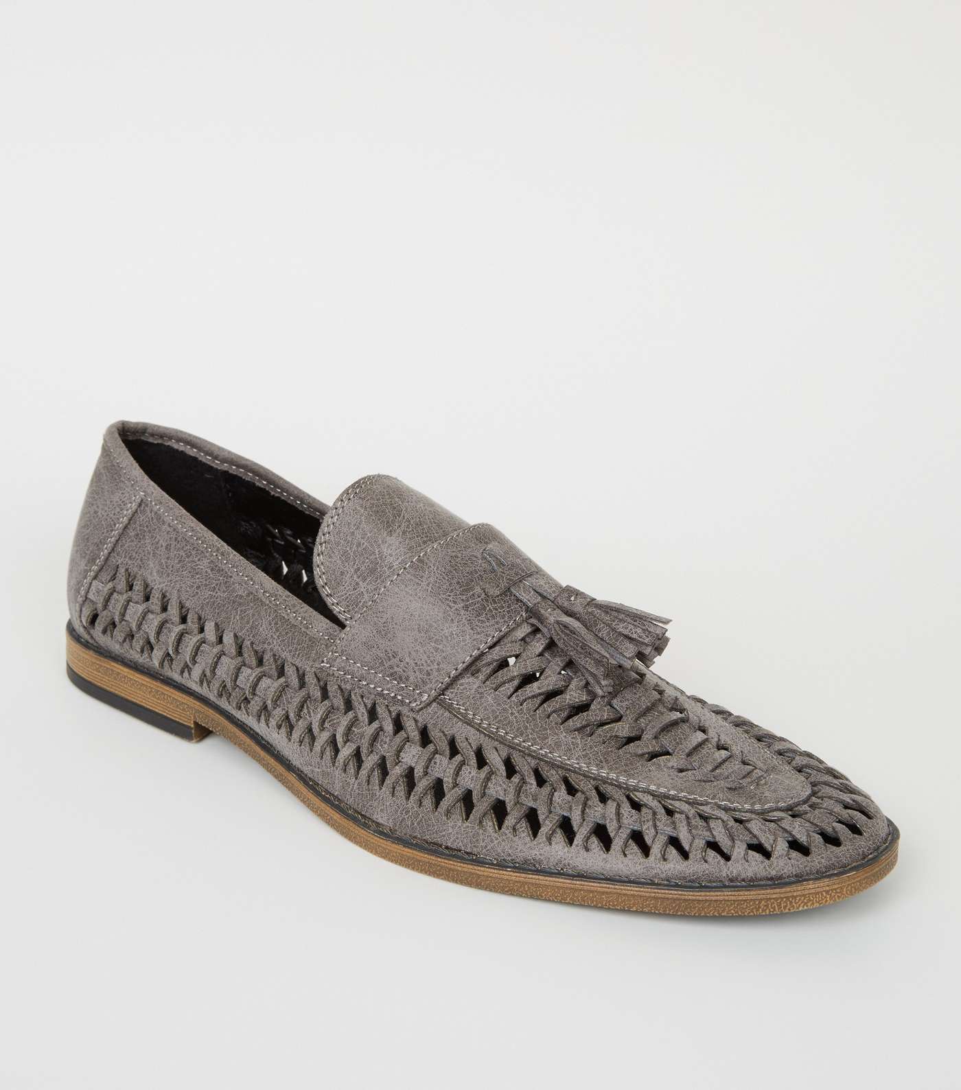Grey Woven Tassel Front Loafers Image 2