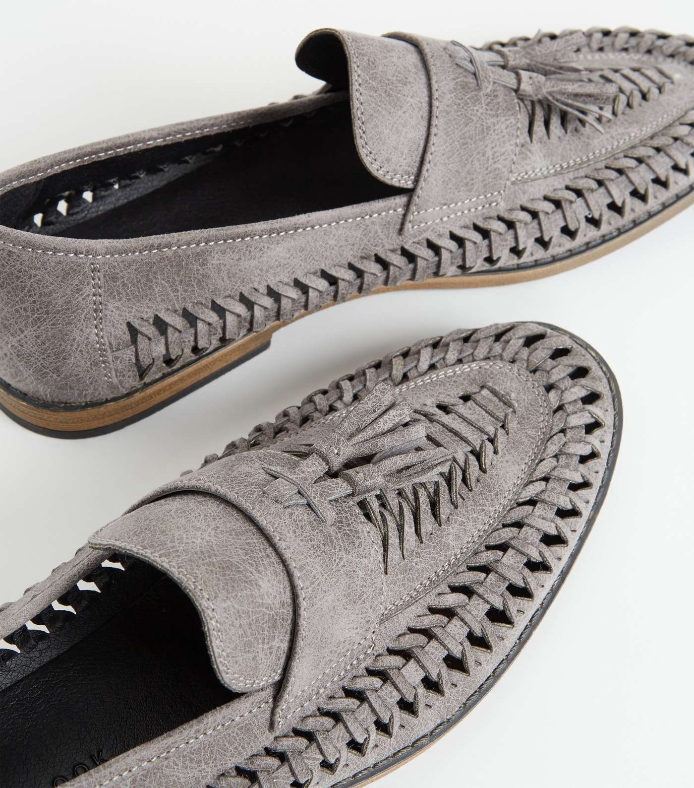 Grey Woven Tassel Front Loafers Image 4