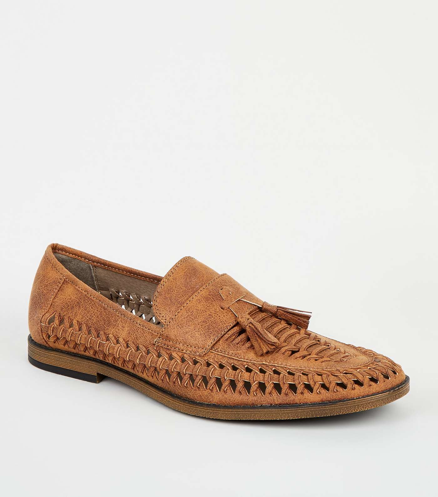 Tan Woven Tassel Front Loafers Image 2