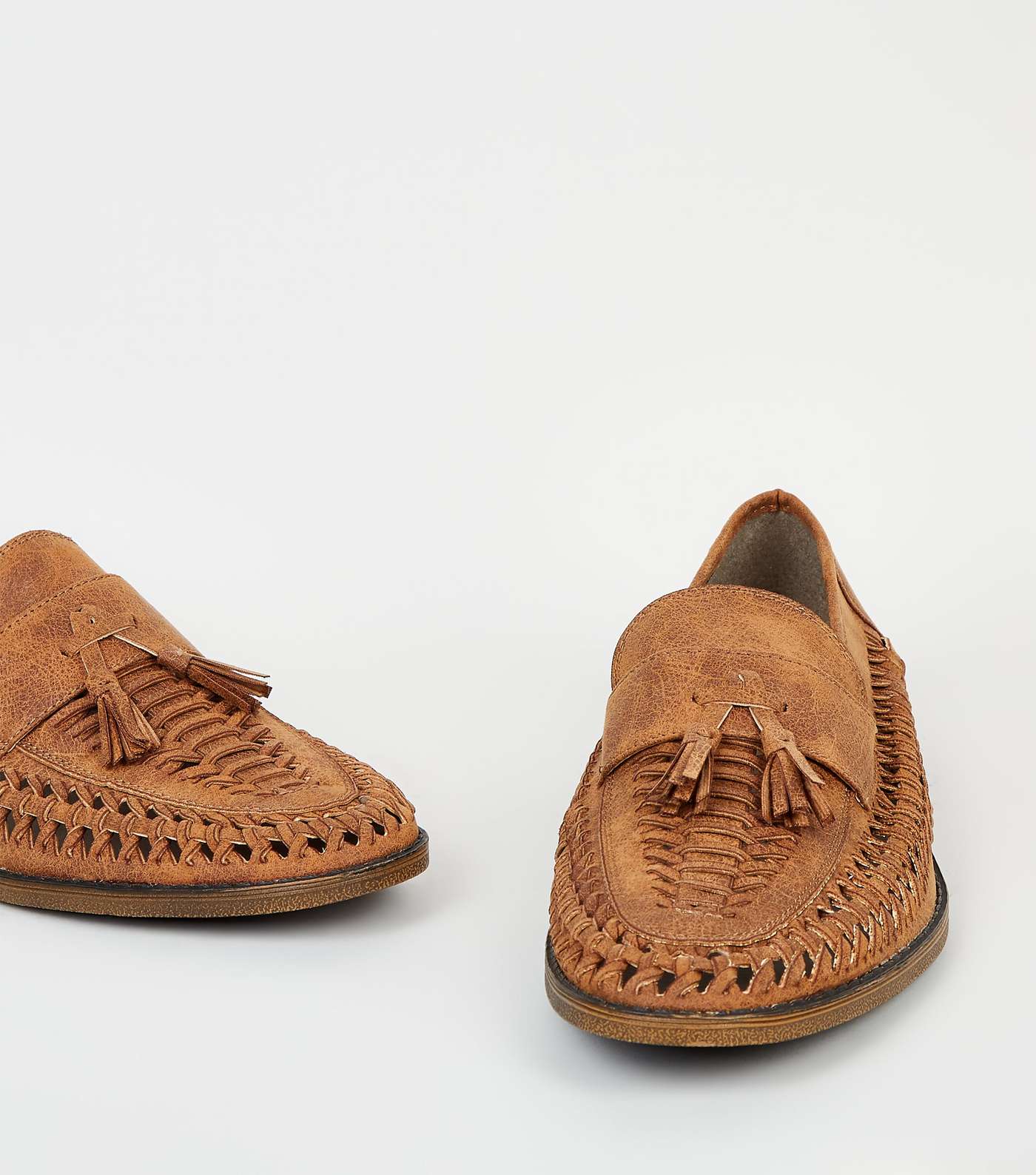 Tan Woven Tassel Front Loafers Image 3