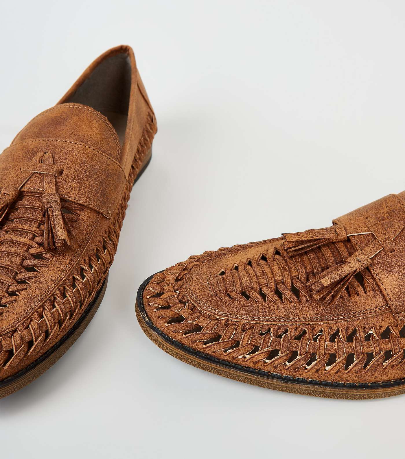 Tan Woven Tassel Front Loafers Image 4