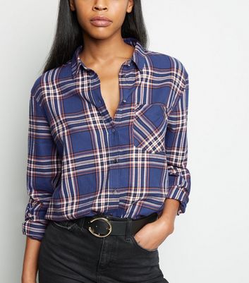 blue checkered shirt womens