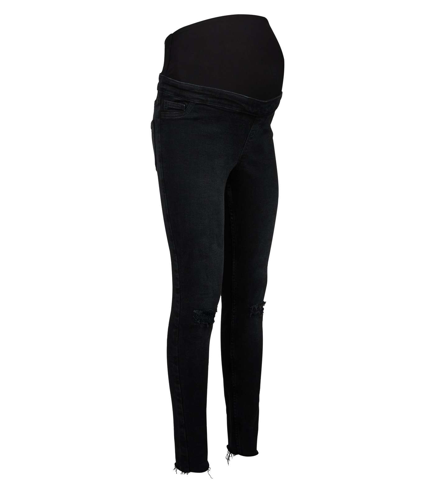 Maternity Black Ripped Knee Over Bump Skinny Jeans Image 4