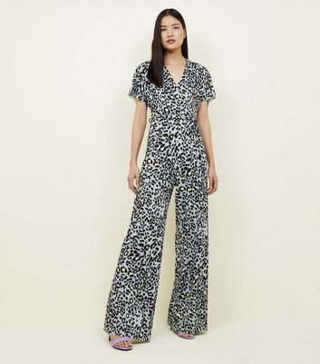 animal print wide leg jumpsuit