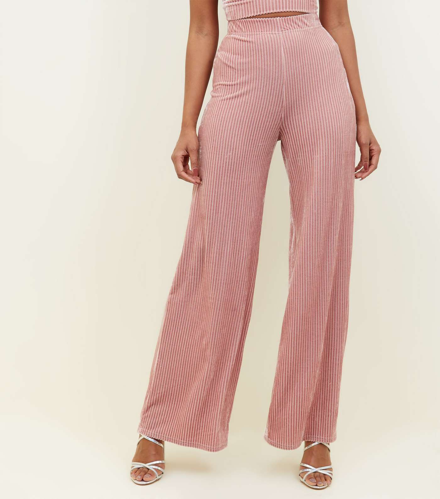 Pink Ribbed Velvet Trousers  Image 2