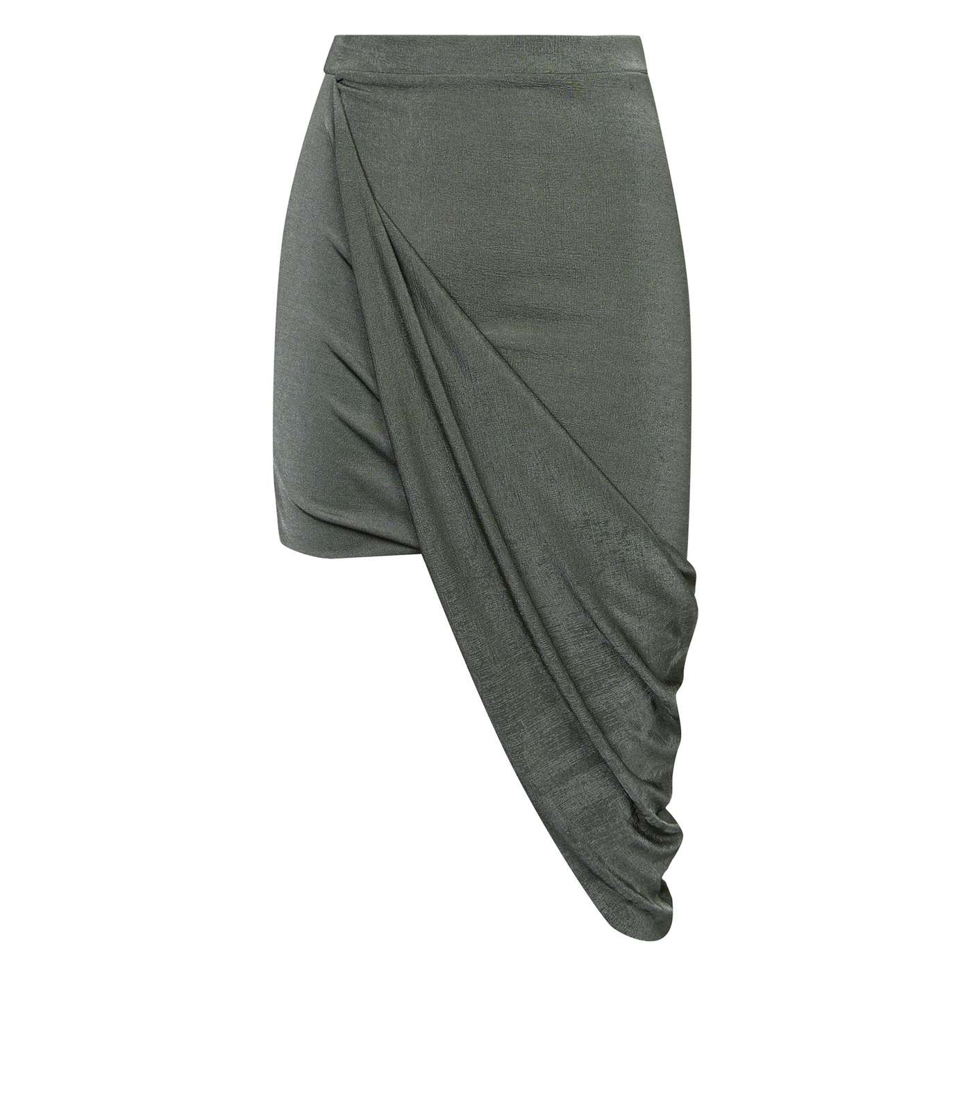 Khaki Draped Slinky Skirt  Image 4