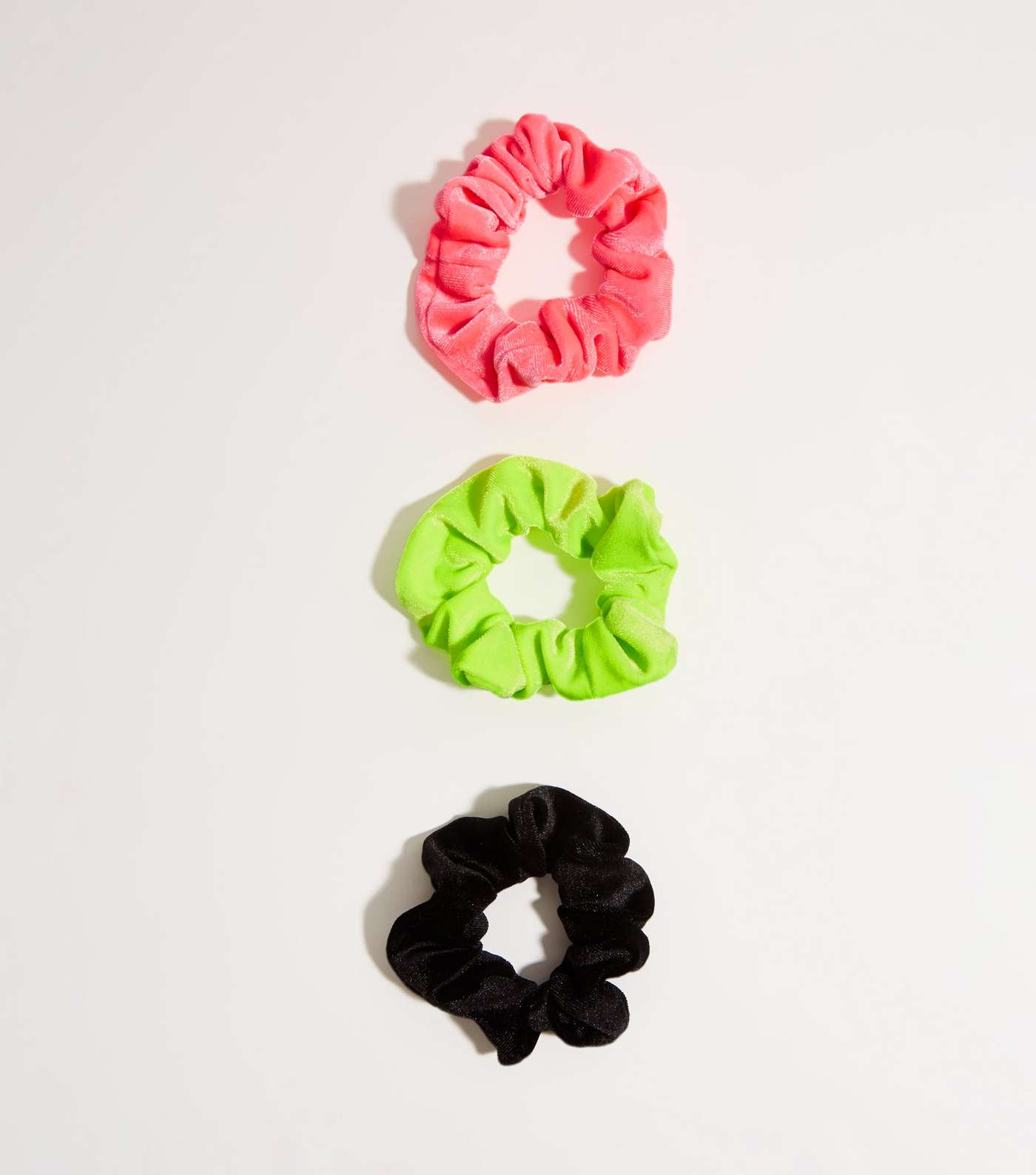 3 Pack Multicoloured Neon Velvet Scrunchies