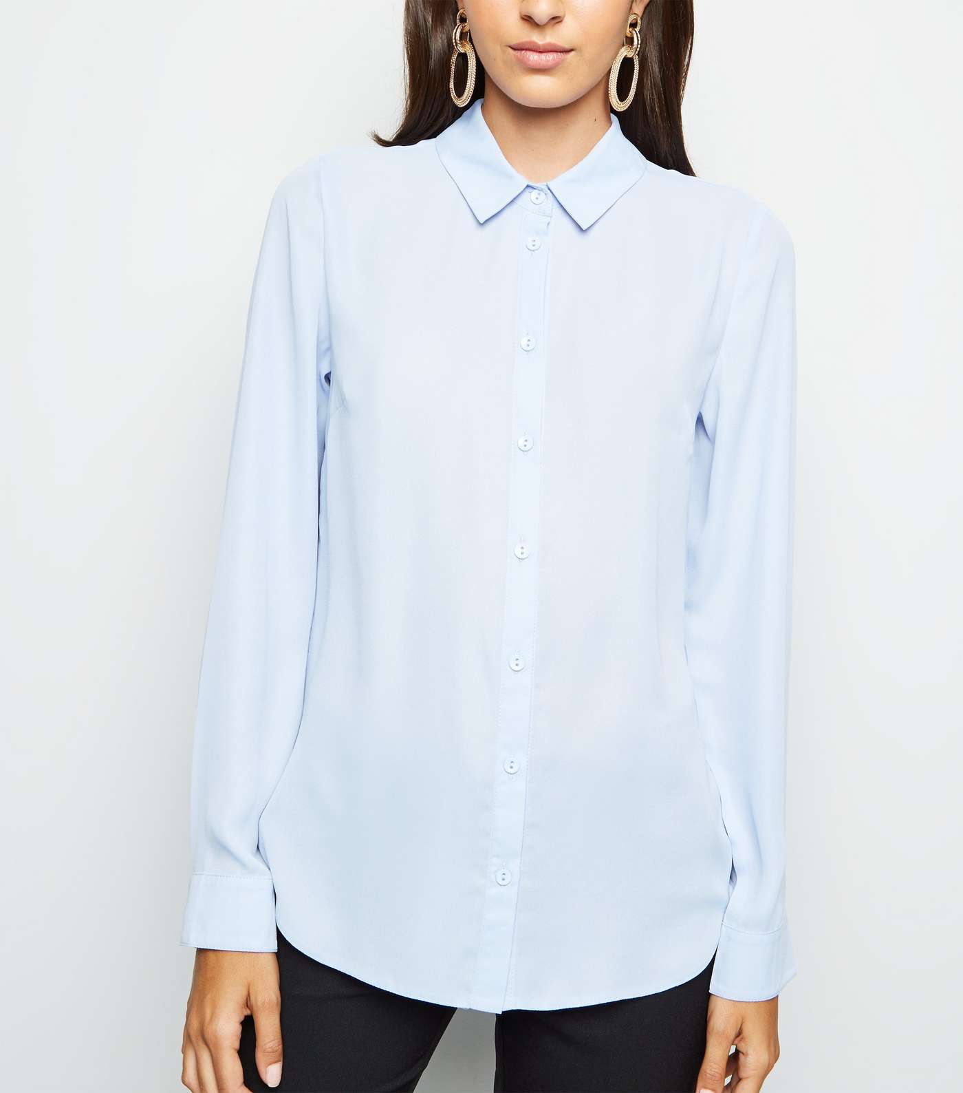 Pale Blue Crepe Long Sleeve Shirt
