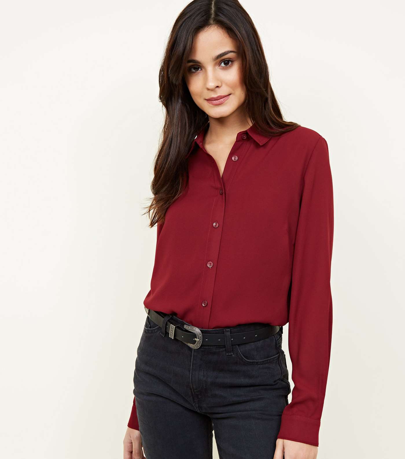 Burgundy Crepe Long Sleeve Shirt