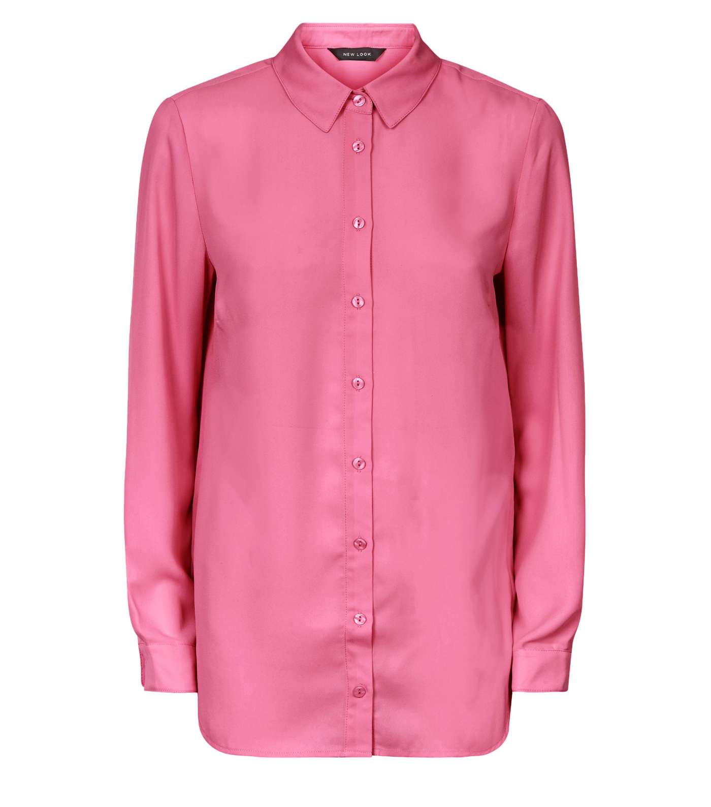 Bright  Pink Crepe Long Sleeve Shirt Image 4