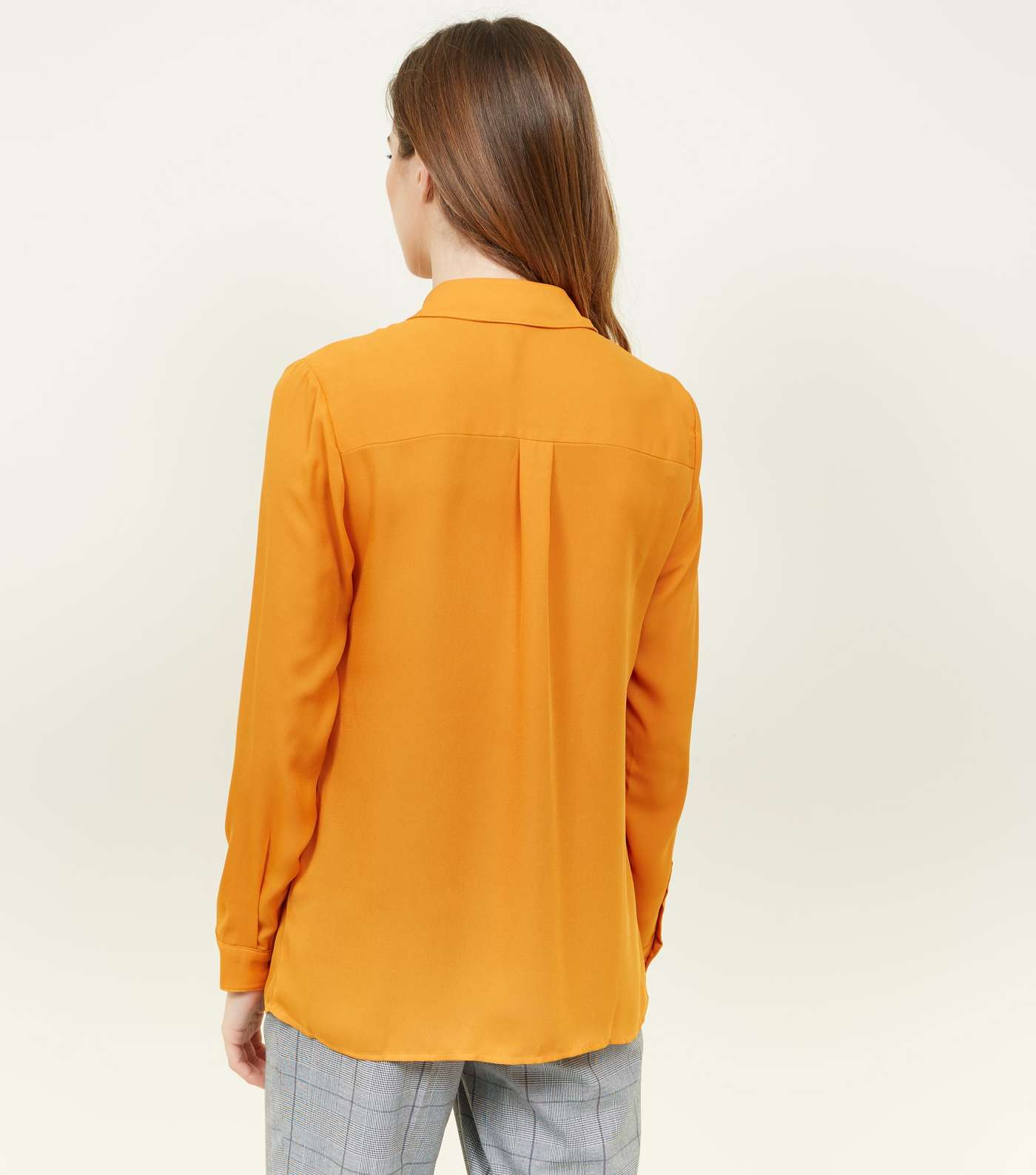 Bright Orange Crepe Long Sleeve Shirt  Image 3