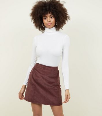 Rust Corduroy Pocket Side Mini Skirt New Look