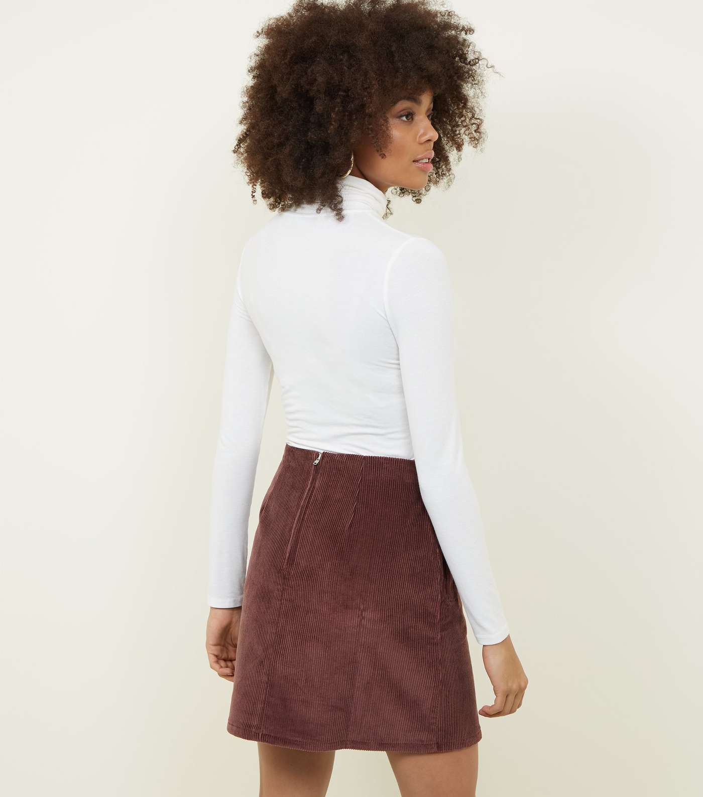 Rust Corduroy Pocket Side Mini Skirt Image 3