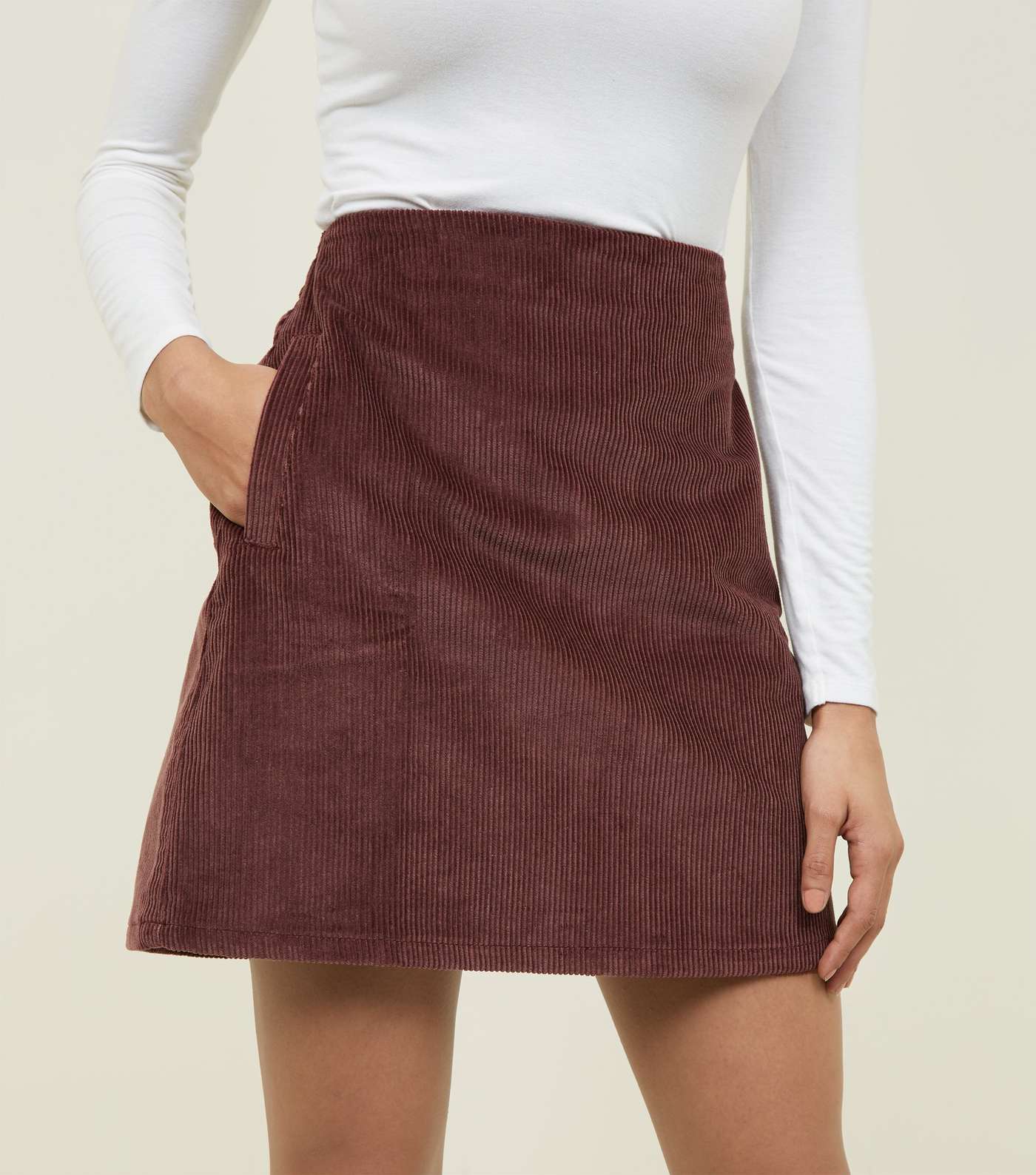 Rust Corduroy Pocket Side Mini Skirt Image 5