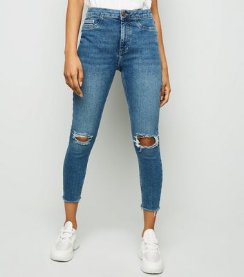 Petite Blue Ripped High Waist Super 