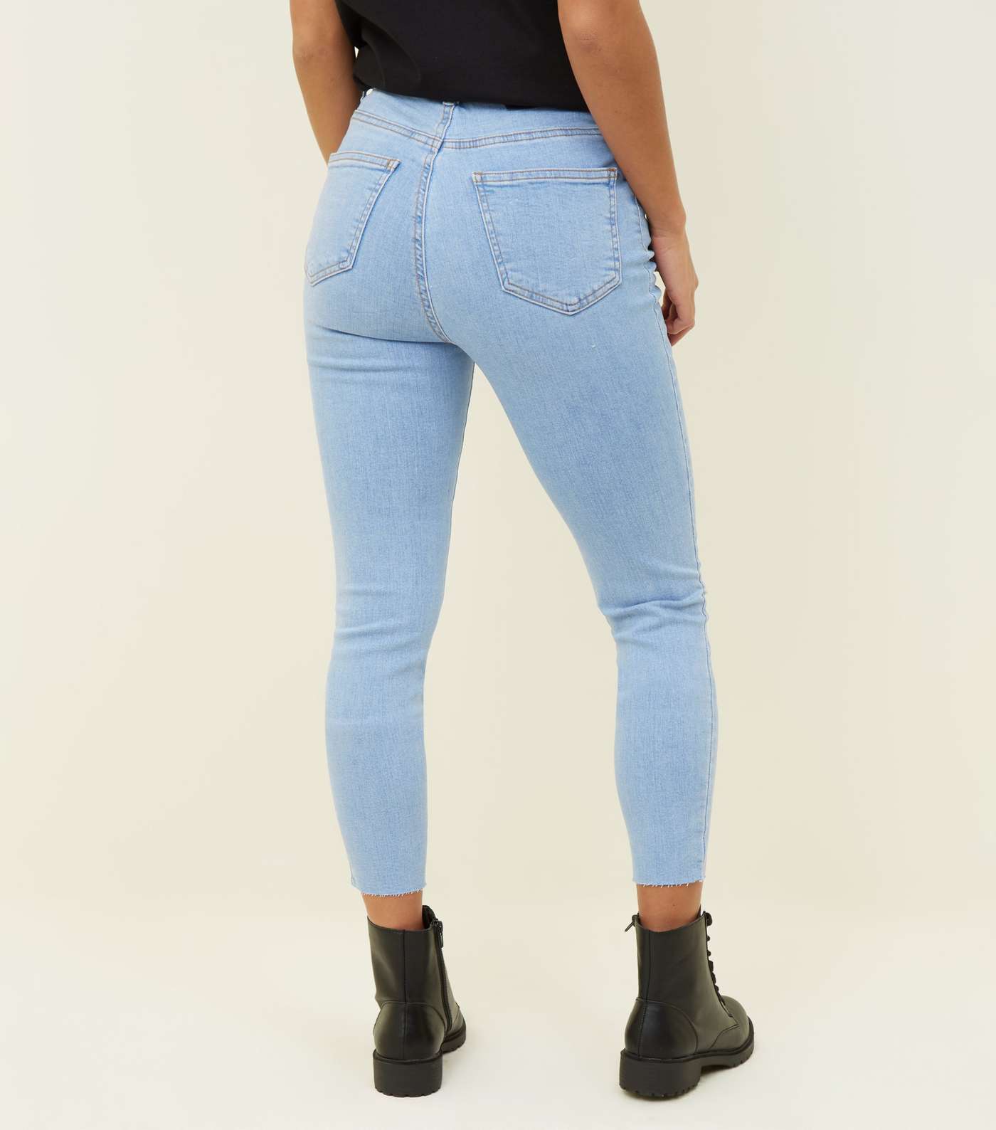 Petite Bright Blue Ripped Skinny Jeans  Image 3