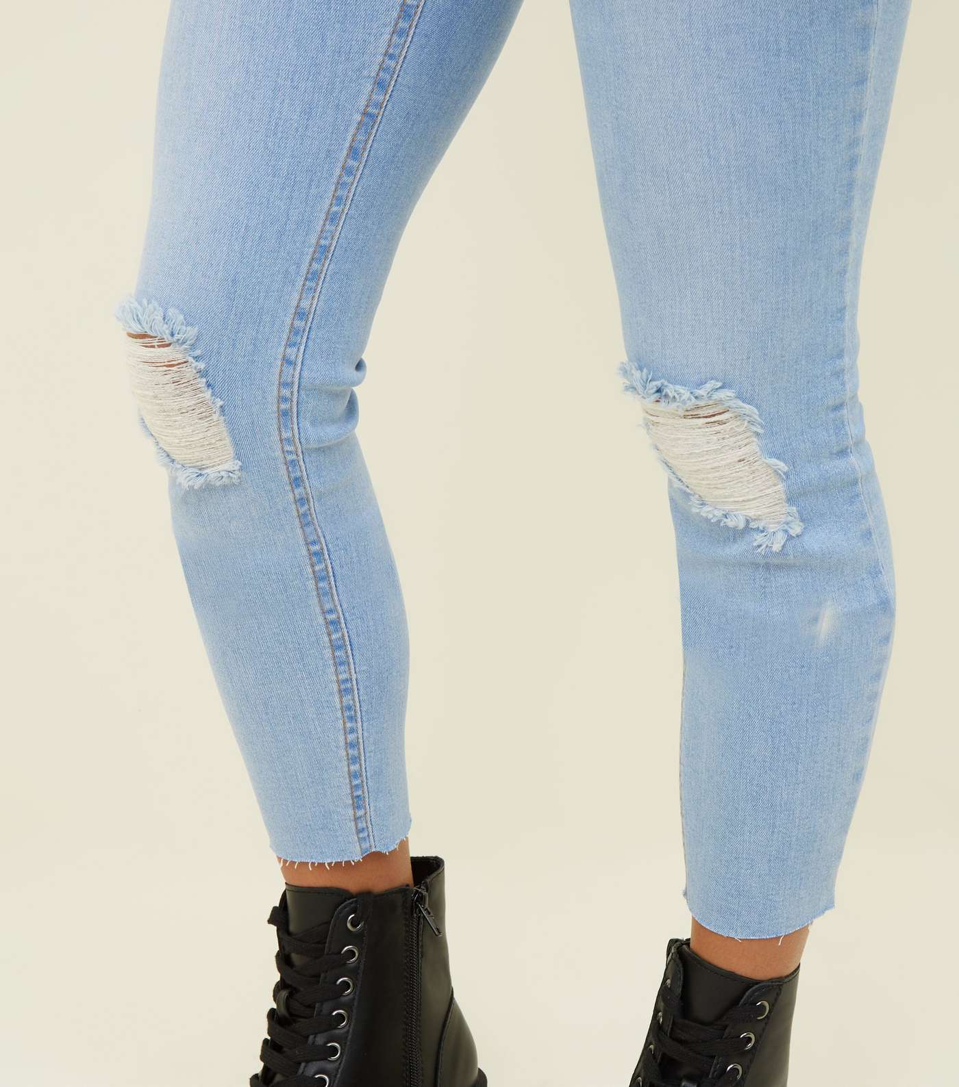 Petite Bright Blue Ripped Skinny Jeans  Image 5