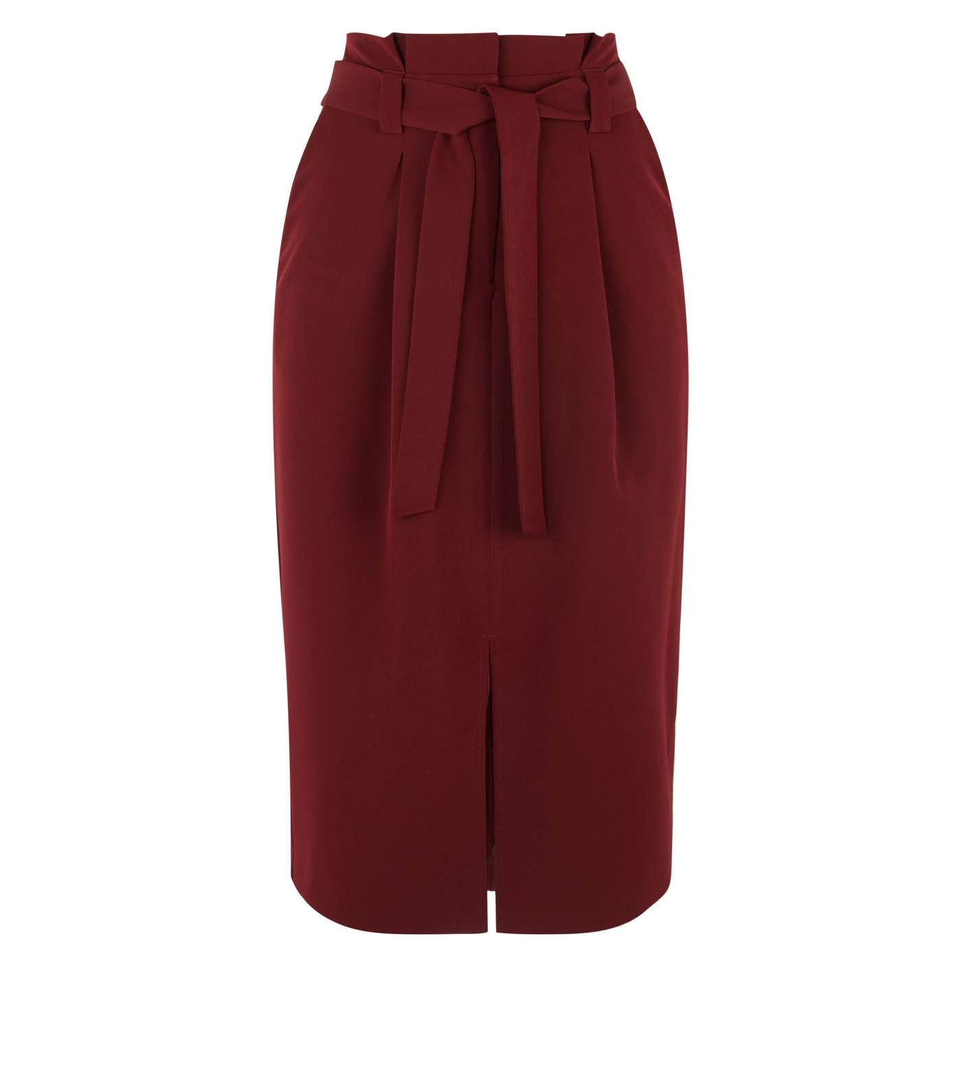 Burgundy Paperbag Waist Midi Skirt Image 4