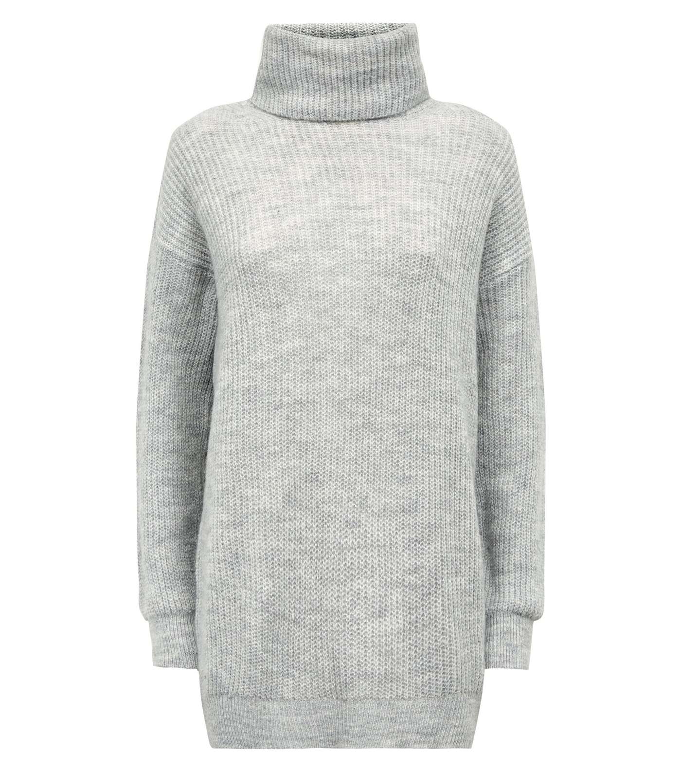 Pale Grey Roll Neck Slouchy Jumper Image 4