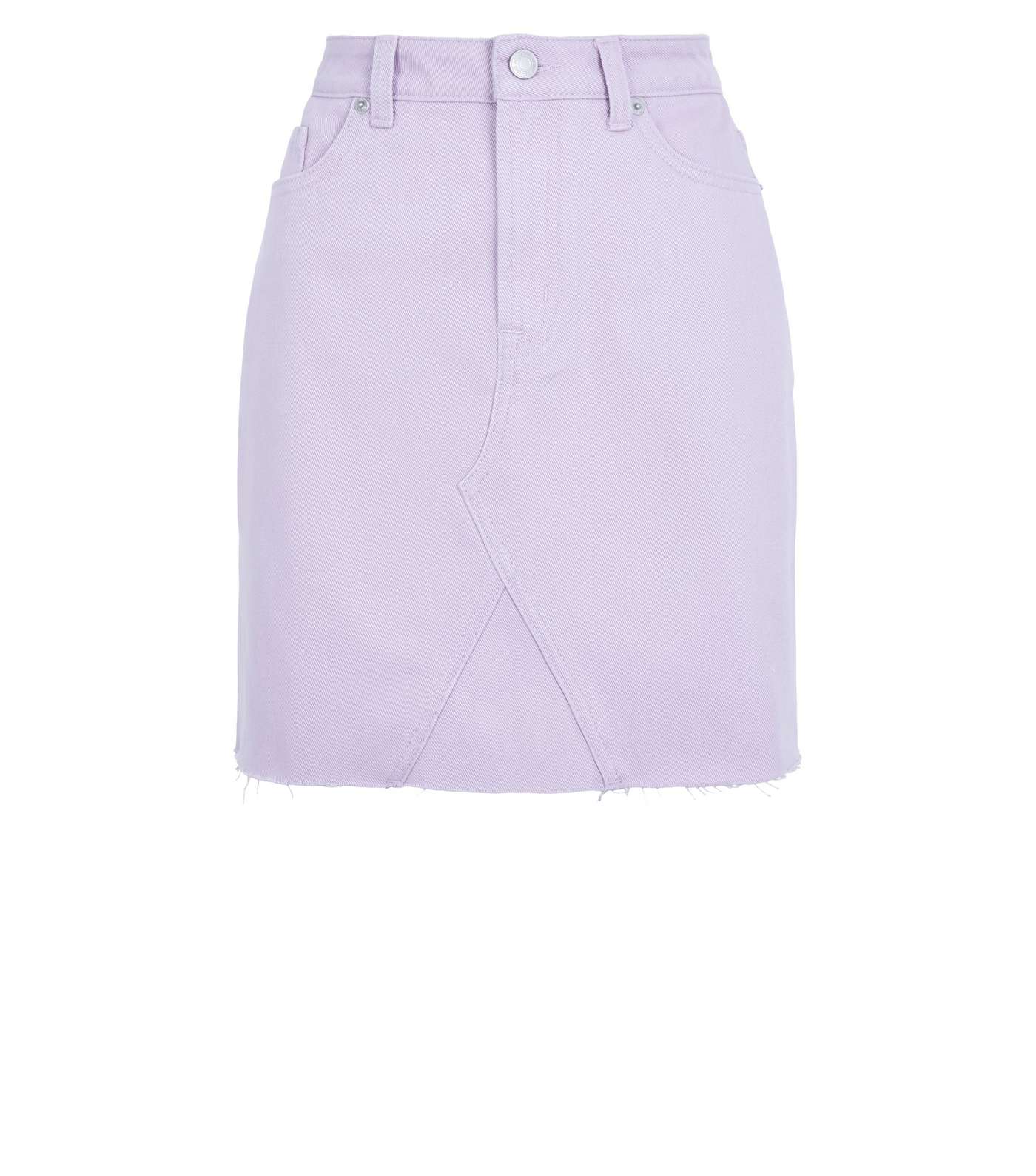 Lilac Fray Hem Denim Mom Skirt Image 4