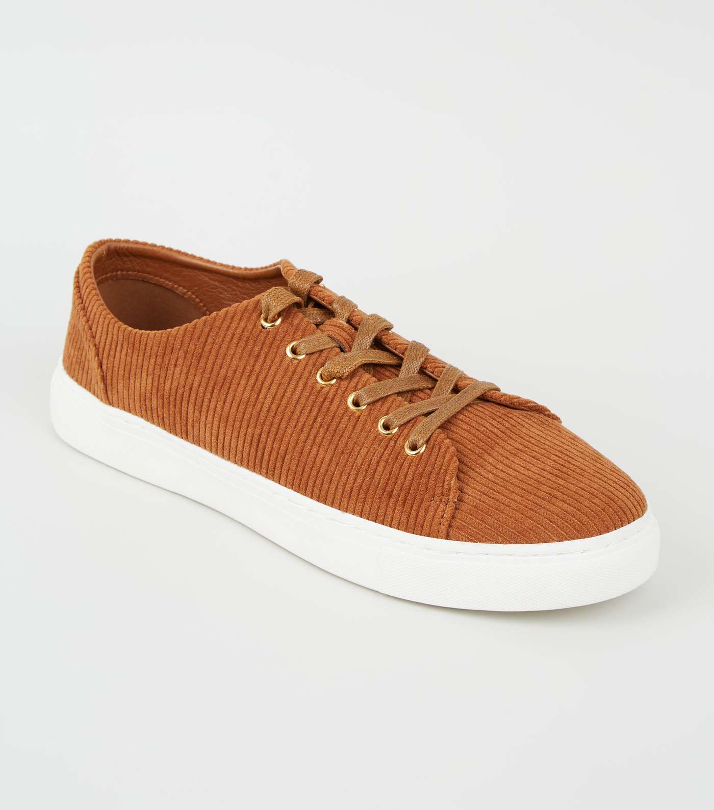 Rust Corduroy Lace Up Trainers Image 2