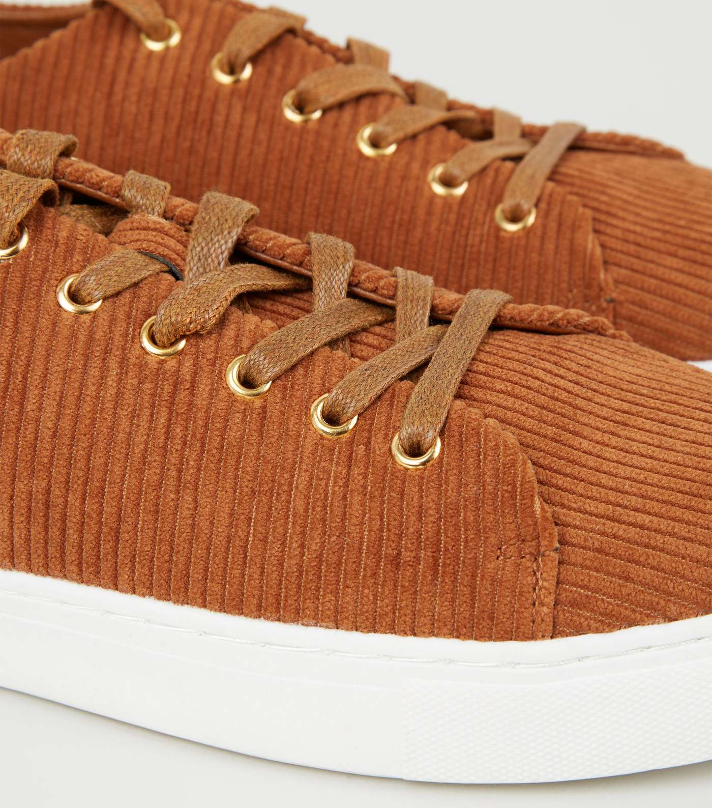 Rust Corduroy Lace Up Trainers Image 4