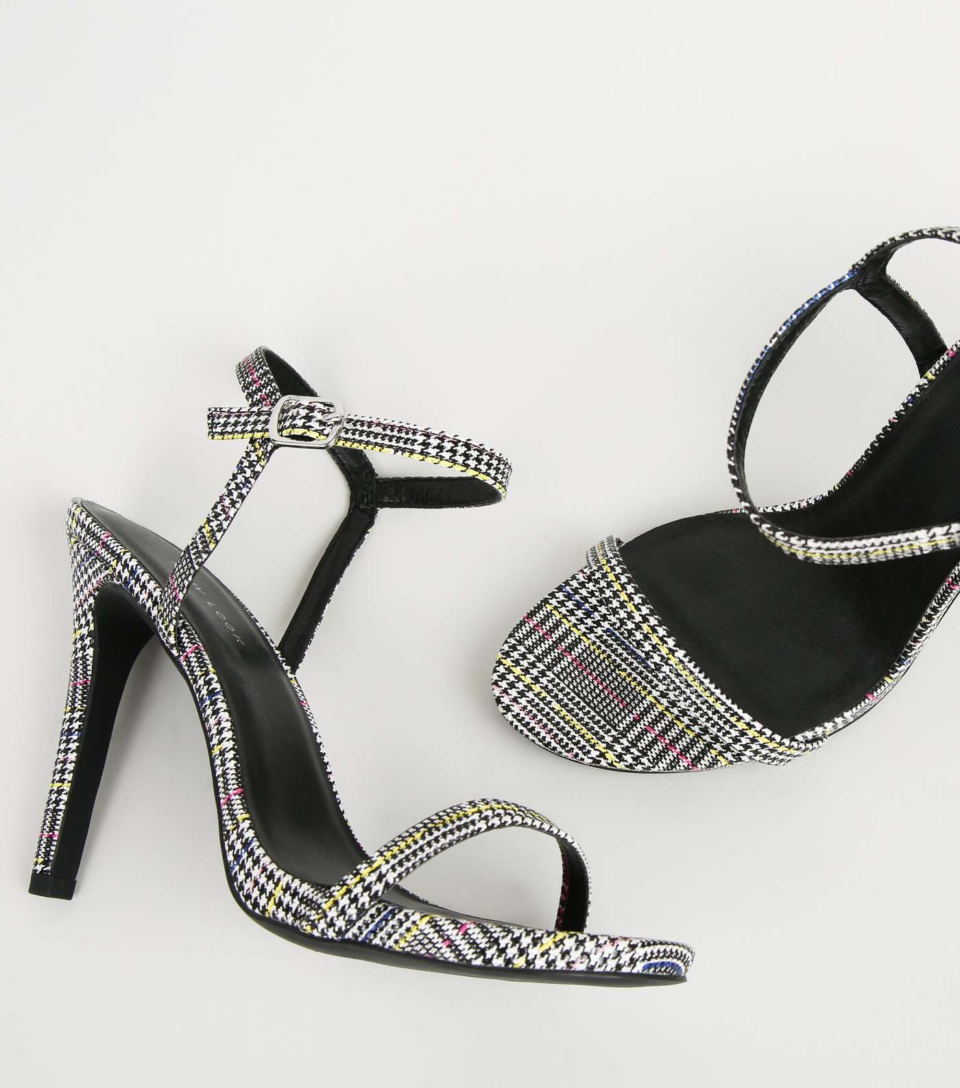Black Check Barely There Stiletto Heels Image 3