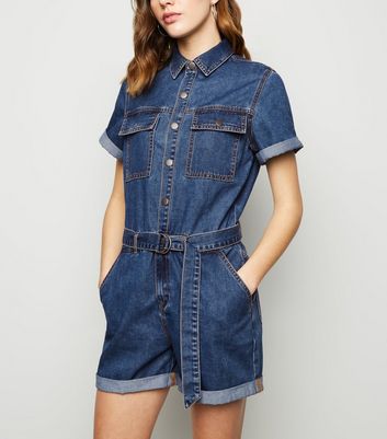 denim utility playsuit