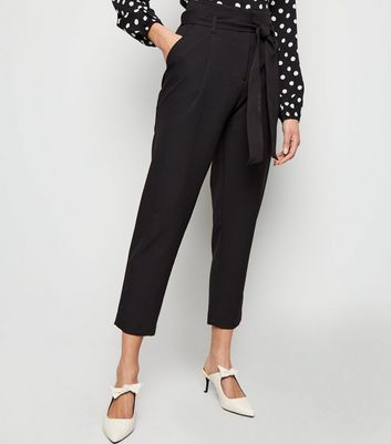 black high waisted paperbag trousers