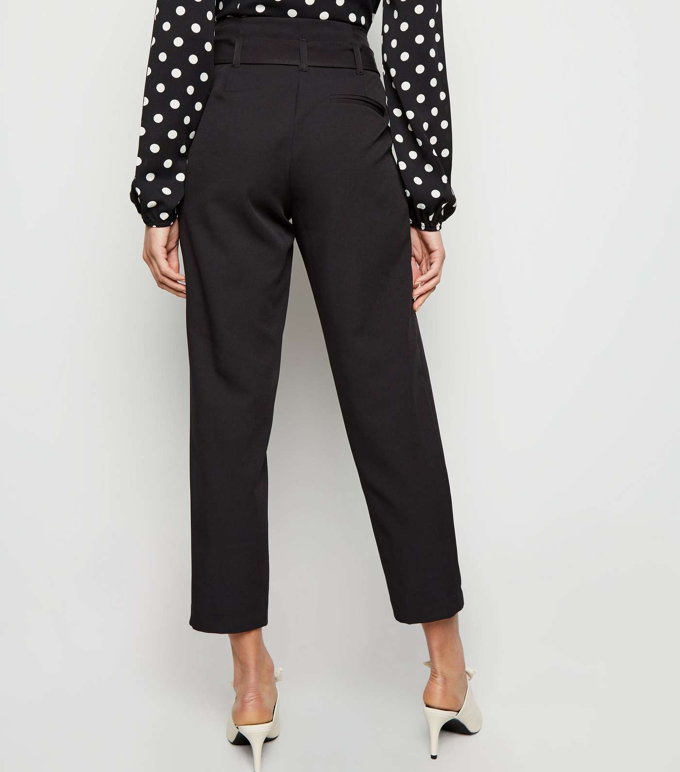 Black High Waist Paperbag Trousers  Image 3