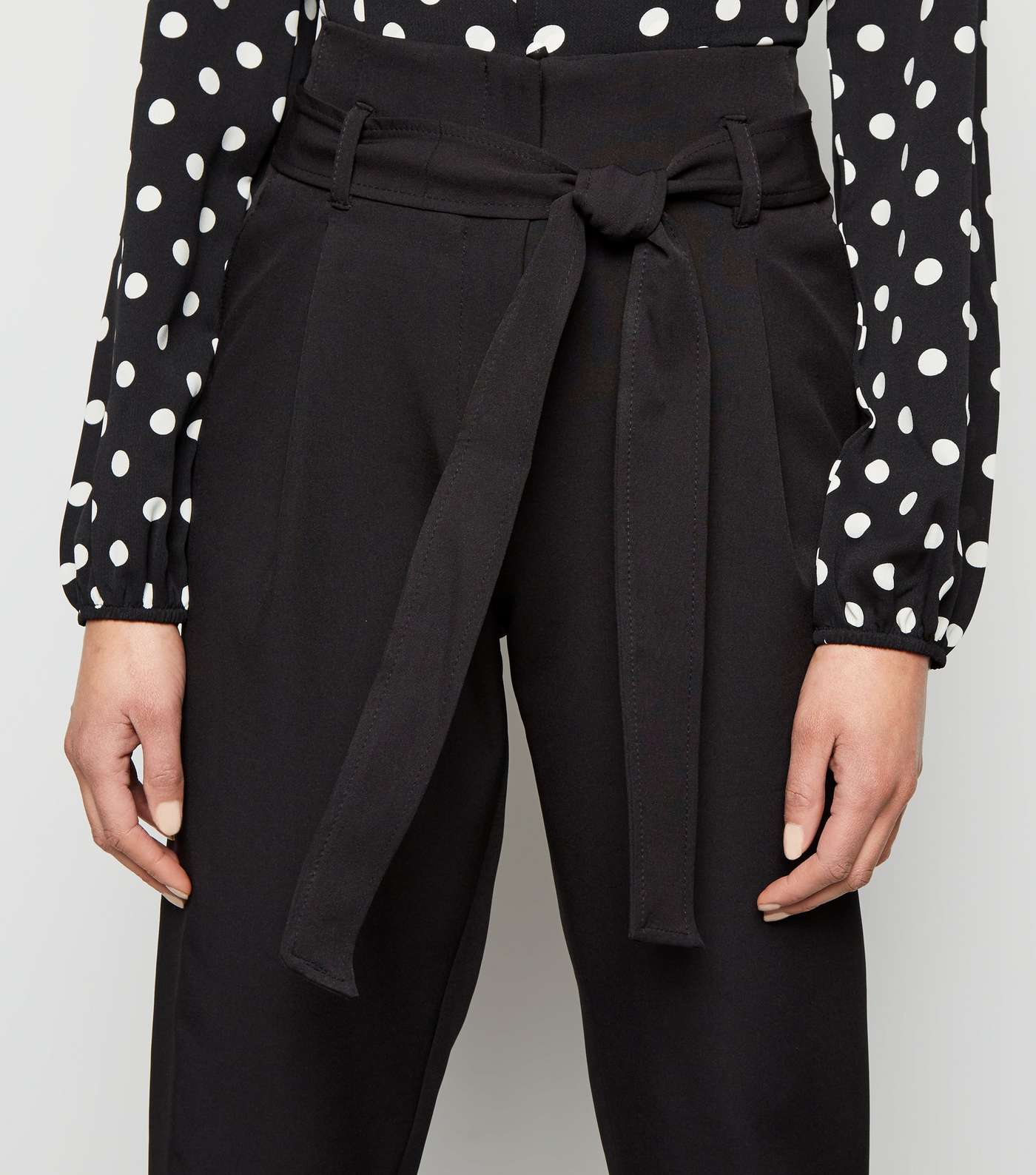 Black High Waist Paperbag Trousers  Image 5