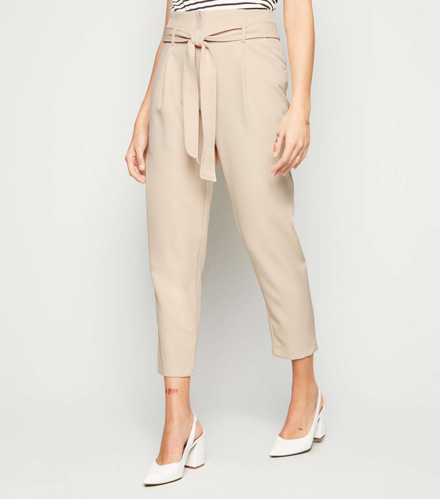 Stone High Waist Paperbag Trousers Image 2