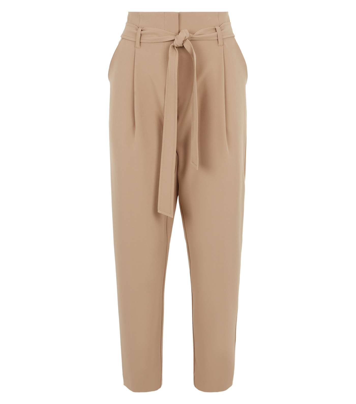 Camel High Waist Paperbag Trousers Image 4