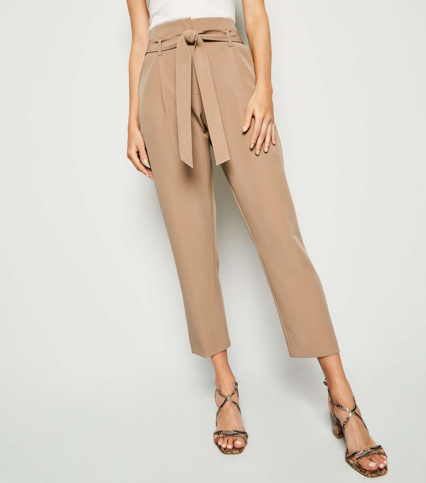 Camel High Waist Paperbag Trousers Image 2
