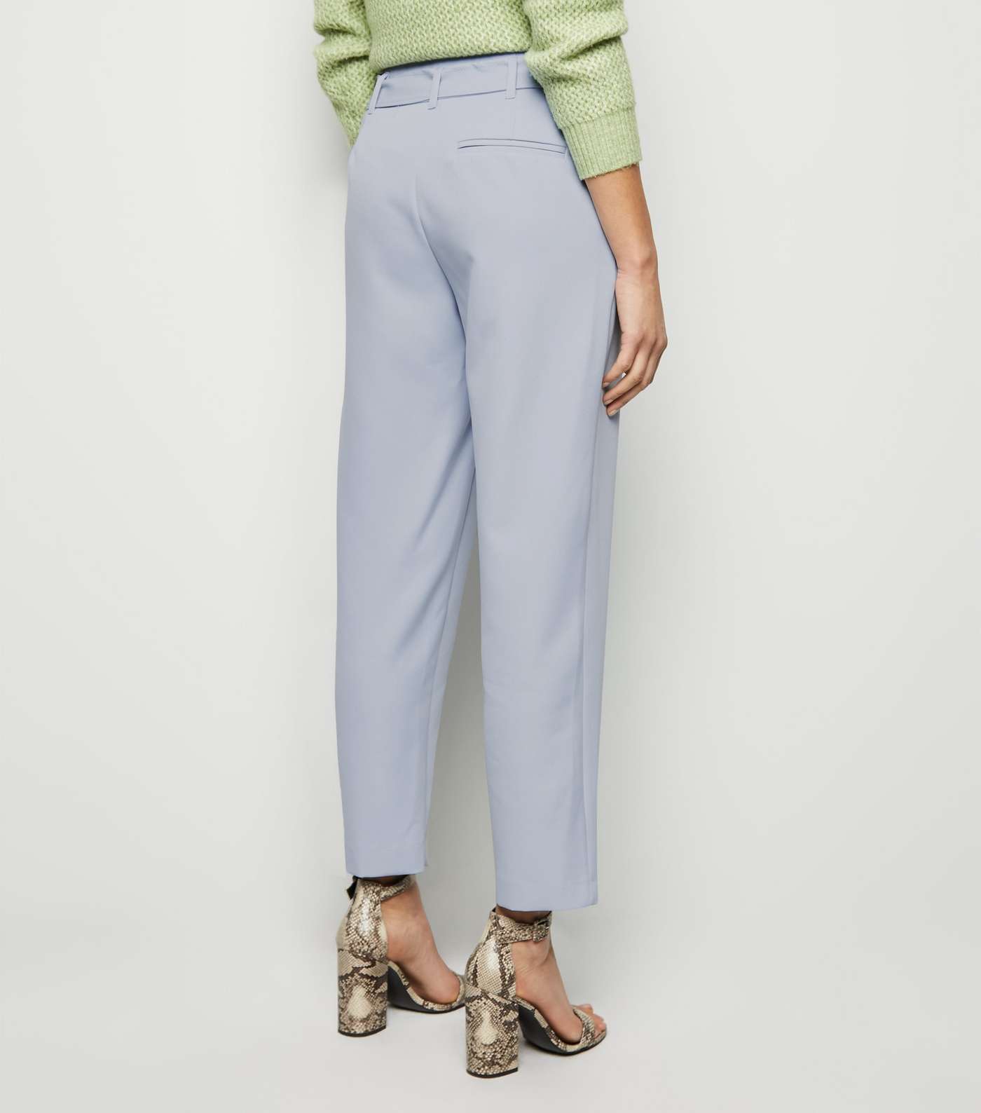 Pale Blue High Waist Paperbag Trousers Image 5