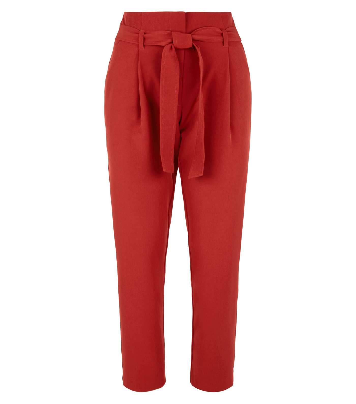Dark Red High Waist Paperbag Trousers Image 4