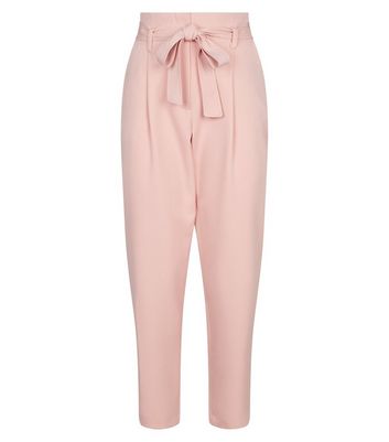 Mid Pink High Waist Paperbag Trousers 