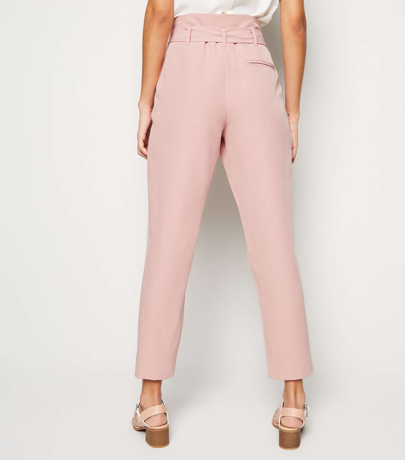 Mid Pink High Waist Paperbag Trousers Image 3