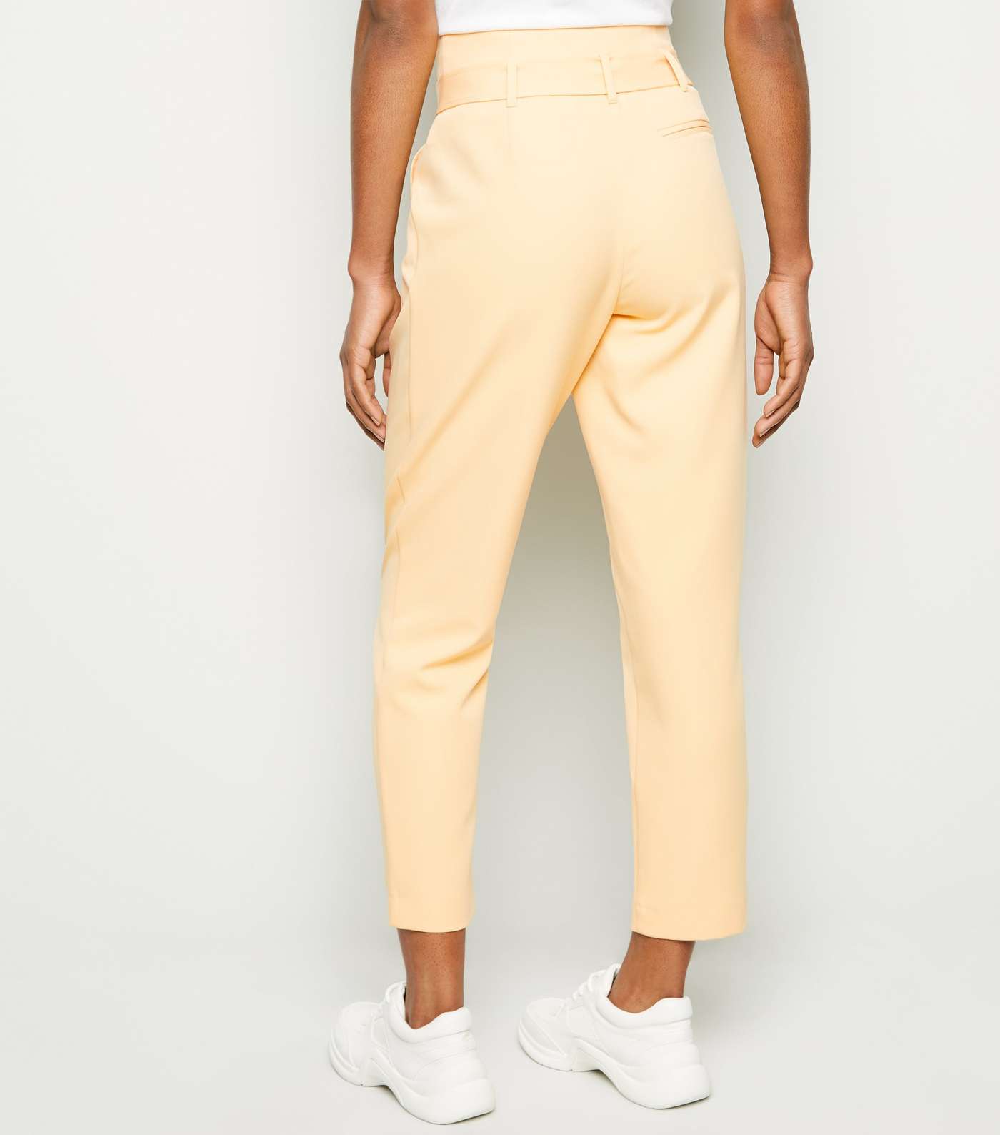 Pale Yellow High Waist Paperbag Trousers Image 5